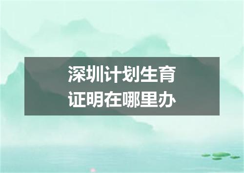 深圳计划生育证明在哪里办