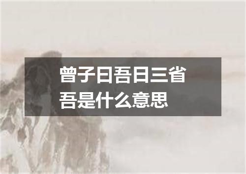 曾子曰吾日三省吾是什么意思