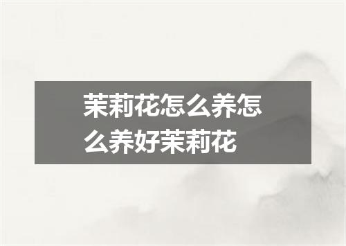 茉莉花怎么养怎么养好茉莉花