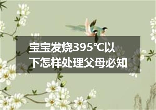 宝宝发烧395℃以下怎样处理父母必知