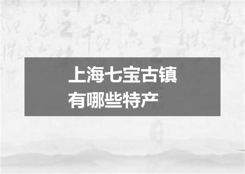 上海七宝古镇有哪些特产