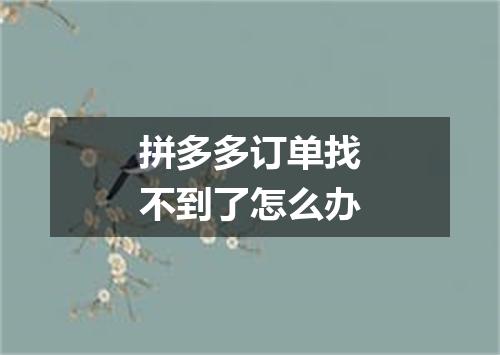 拼多多订单找不到了怎么办