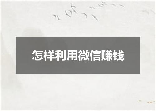 怎样利用微信赚钱