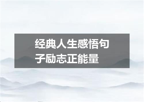 经典人生感悟句子励志正能量