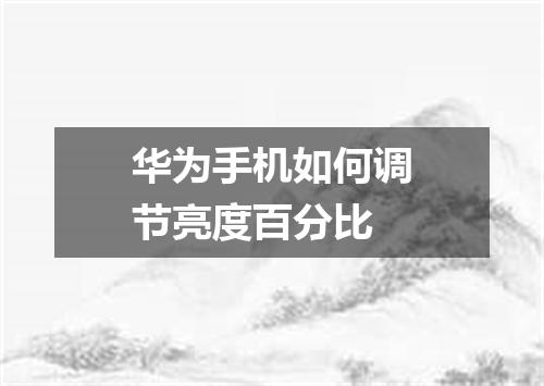 华为手机如何调节亮度百分比