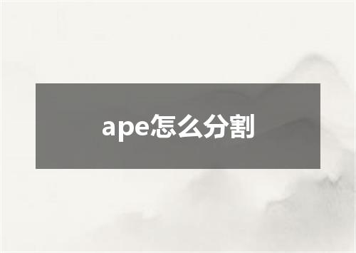 ape怎么分割