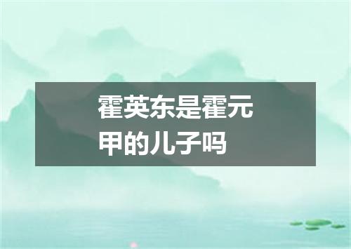 霍英东是霍元甲的儿子吗