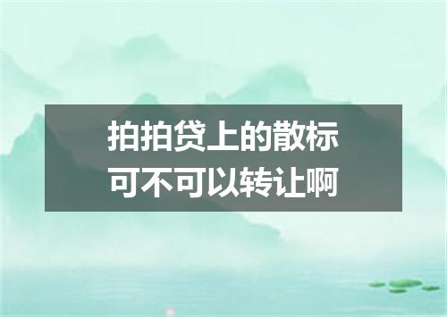拍拍贷上的散标可不可以转让啊