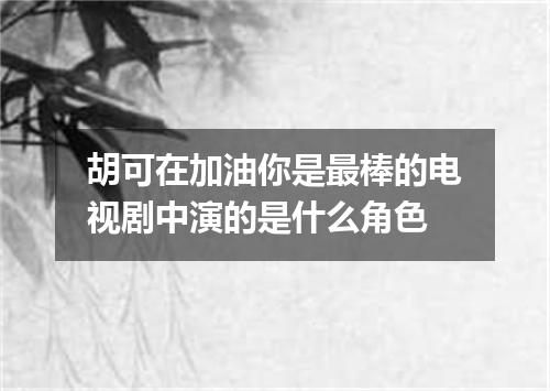 胡可在加油你是最棒的电视剧中演的是什么角色