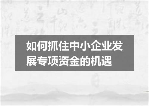 如何抓住中小企业发展专项资金的机遇