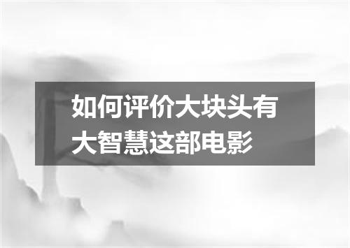 如何评价大块头有大智慧这部电影