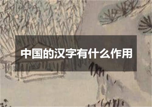 中国的汉字有什么作用