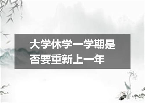 大学休学一学期是否要重新上一年