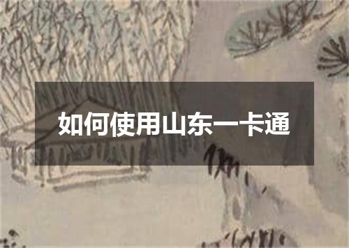 如何使用山东一卡通