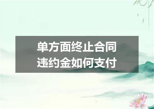 单方面终止合同违约金如何支付