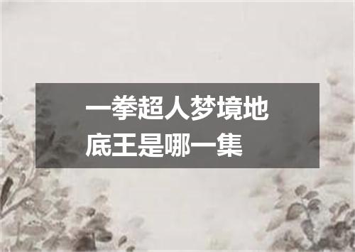 一拳超人梦境地底王是哪一集