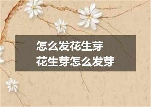 怎么发花生芽 花生芽怎么发芽