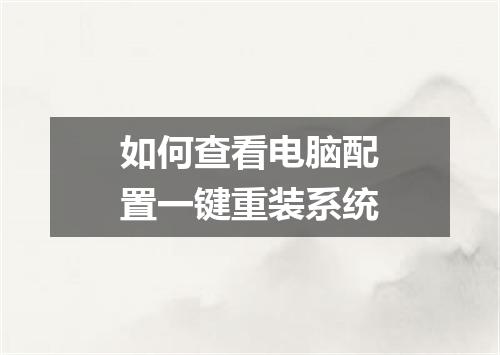 如何查看电脑配置一键重装系统