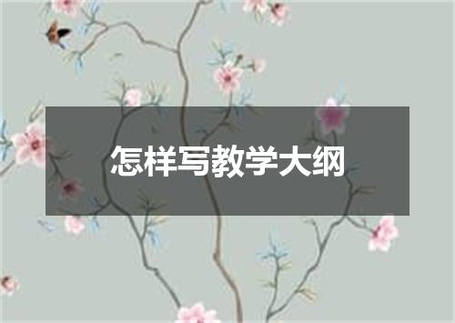 怎样写教学大纲