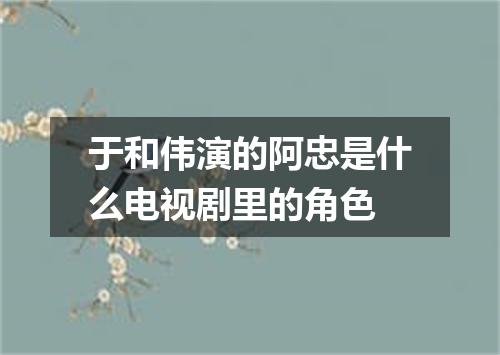 于和伟演的阿忠是什么电视剧里的角色