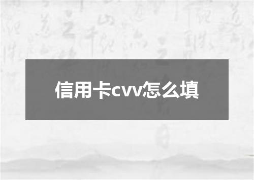 信用卡cvv怎么填