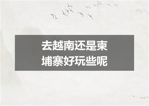 去越南还是柬埔寨好玩些呢