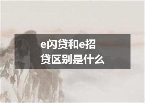 e闪贷和e招贷区别是什么