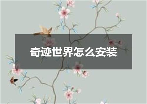 奇迹世界怎么安装