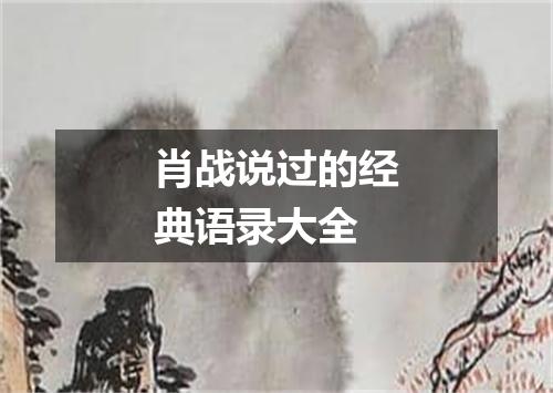 肖战说过的经典语录大全