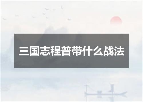 三国志程普带什么战法