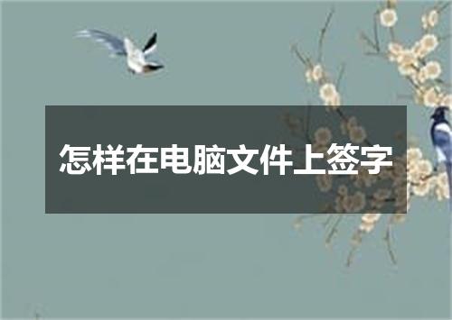 怎样在电脑文件上签字