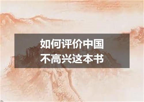 如何评价中国不高兴这本书