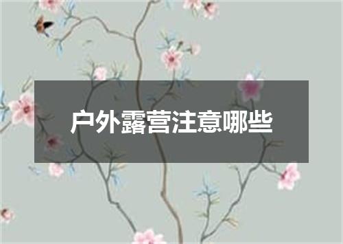 户外露营注意哪些