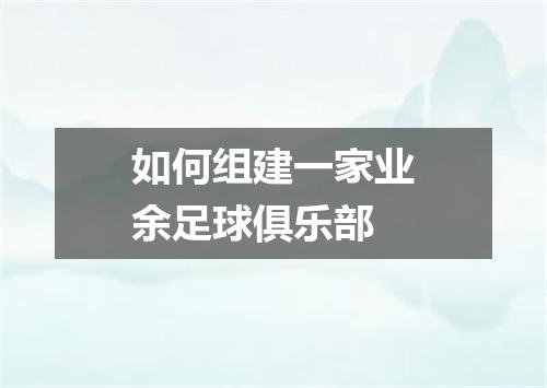 如何组建一家业余足球俱乐部