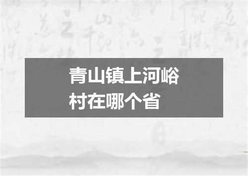 青山镇上河峪村在哪个省