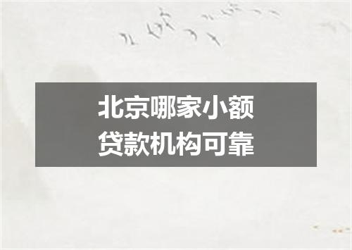 北京哪家小额贷款机构可靠
