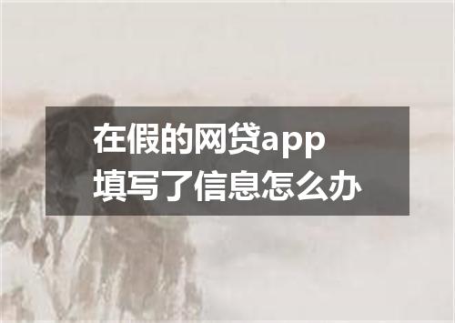 在假的网贷app填写了信息怎么办