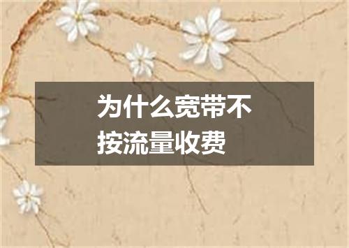 为什么宽带不按流量收费