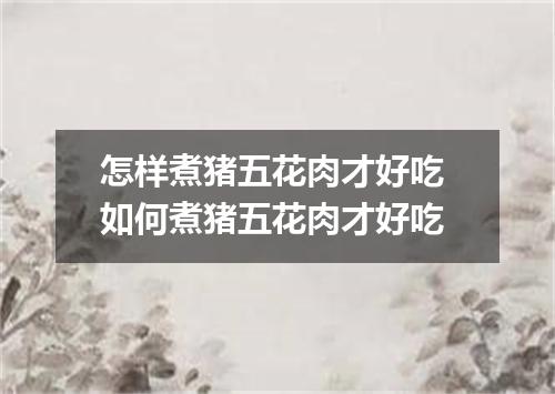 怎样煮猪五花肉才好吃 如何煮猪五花肉才好吃