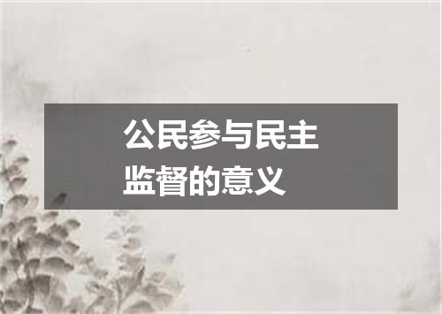 公民参与民主监督的意义