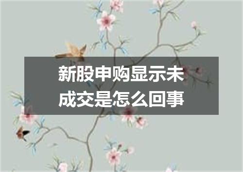 新股申购显示未成交是怎么回事