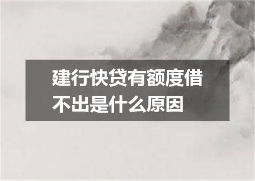 建行快贷有额度借不出是什么原因