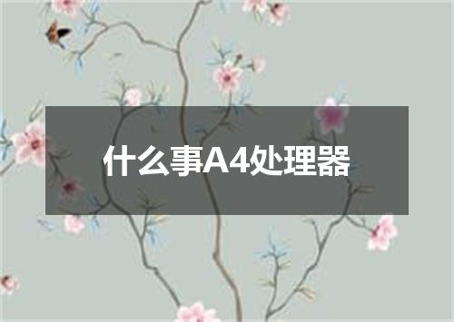 什么事A4处理器