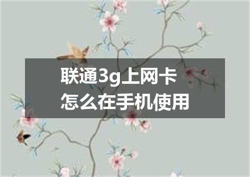 联通3g上网卡怎么在手机使用