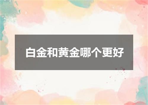 白金和黄金哪个更好