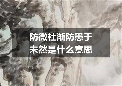 防微杜渐防患于未然是什么意思