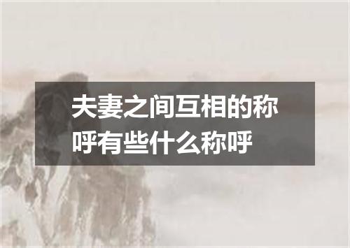 夫妻之间互相的称呼有些什么称呼