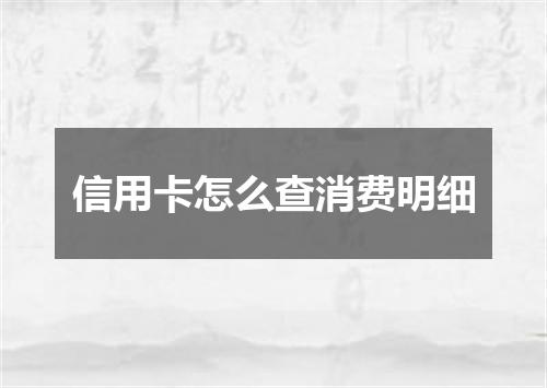 信用卡怎么查消费明细