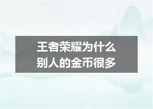 王者荣耀为什么别人的金币很多