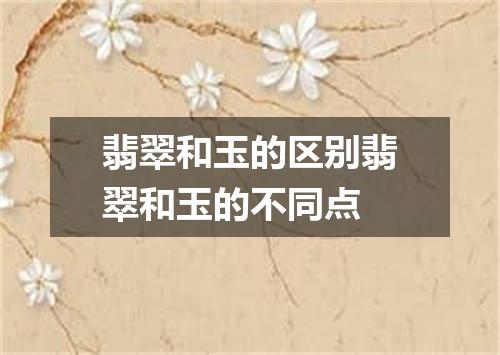 翡翠和玉的区别翡翠和玉的不同点